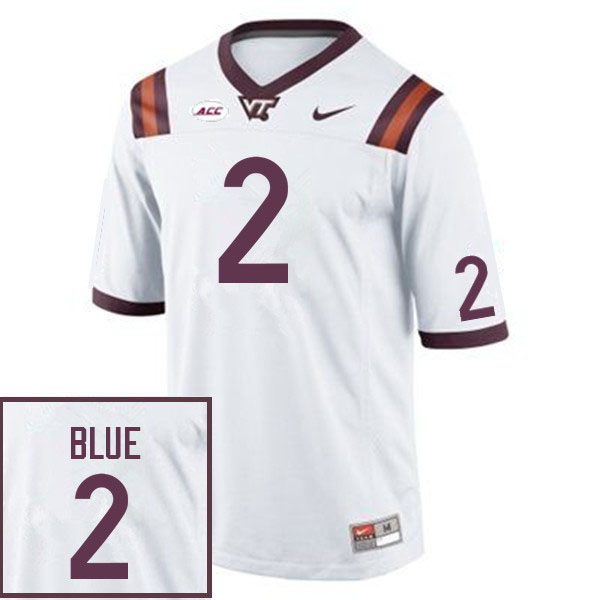 Men #2 Jadan Blue Virginia Tech Hokies College Football Jerseys Sale-White